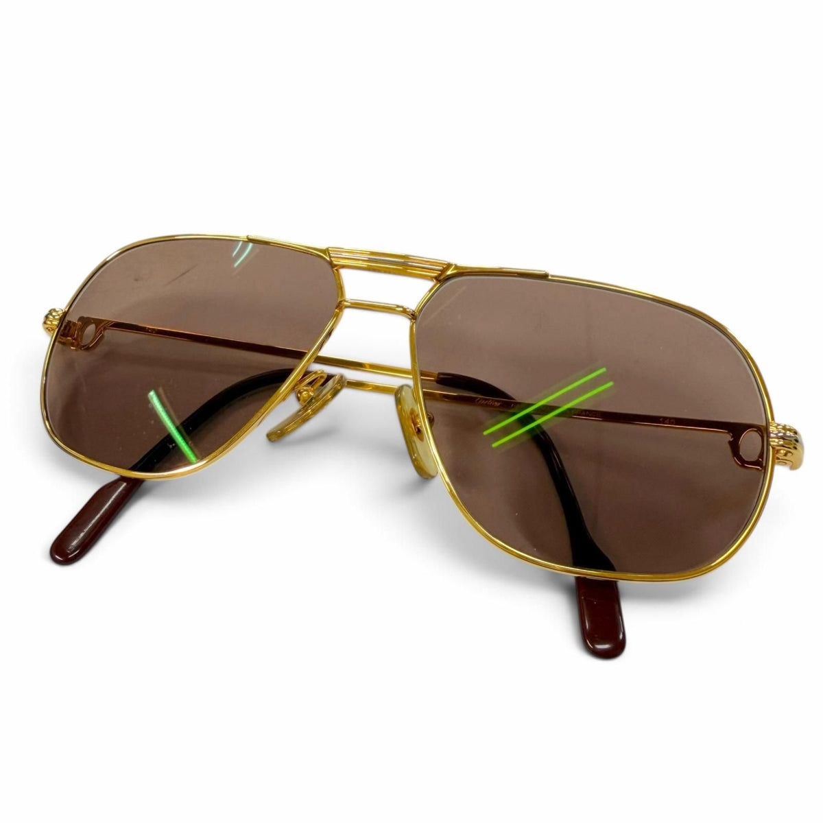 Cartier Trinity Two Bridge Logo Eyewear Sunglasses Gold Bordeaux Prescription