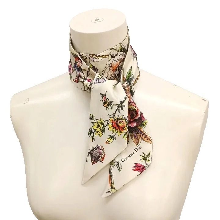 Dior Jardin Botanique Mitzah Scarf Silk Floral All Over Print Logo Multicolor — view 2