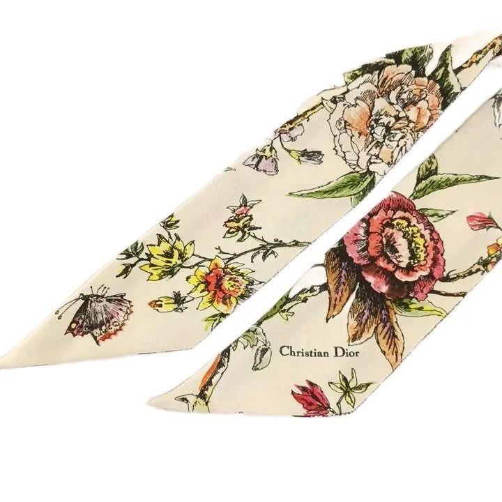 Dior Jardin Botanique Mitzah Scarf Silk Floral All Over Print Logo Multicolor — view 4