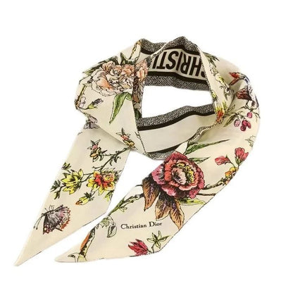 Dior Jardin Botanique Mitzah Scarf Silk Floral All Over Print Logo Multicolor