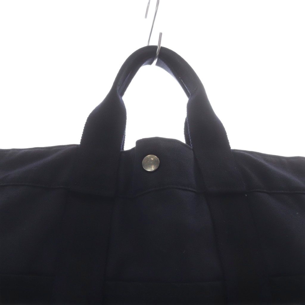 Hermes Fourre Tout Handbag Canvas Tote Navy Black — view 3