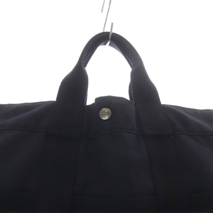 Hermes Fourre Tout Handbag Canvas Tote Navy Black — view 3