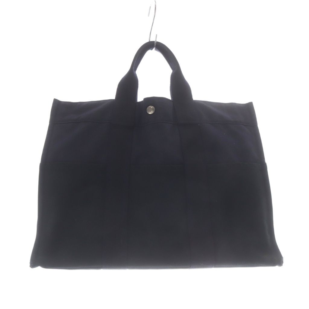 Hermes Fourre Tout Handbag Canvas Tote Navy Black