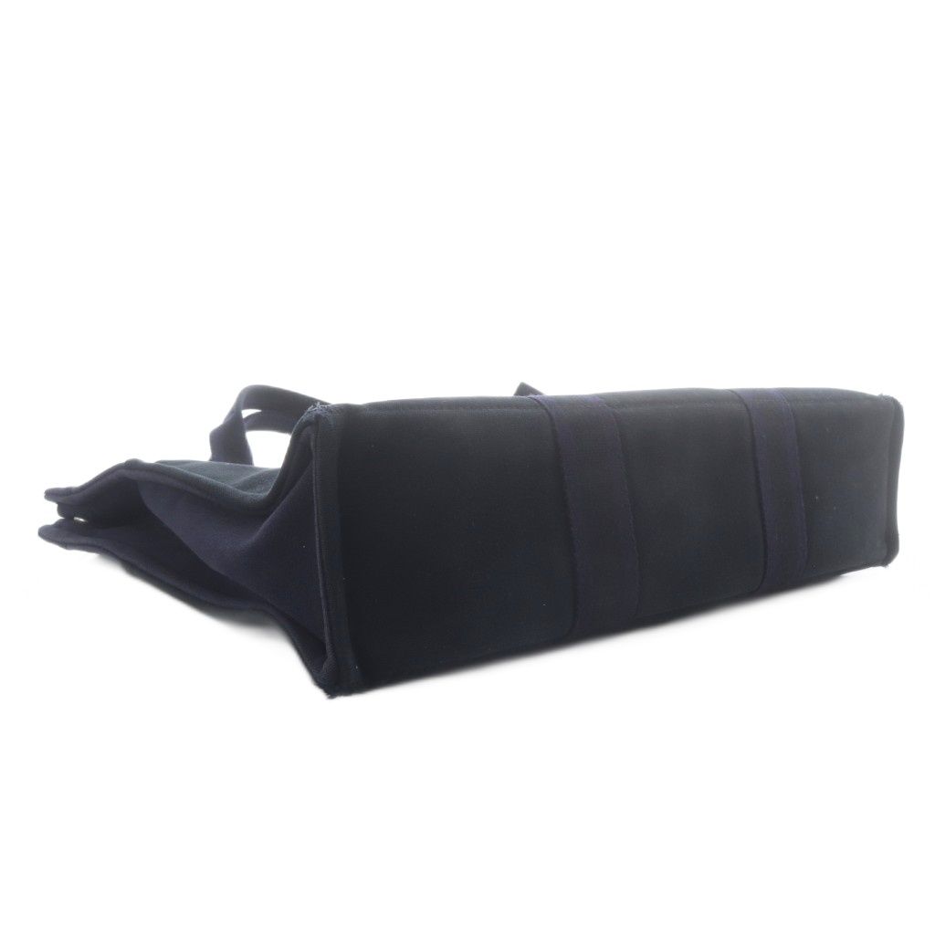 Hermes Fourre Tout Handbag Canvas Tote Navy Black — view 5