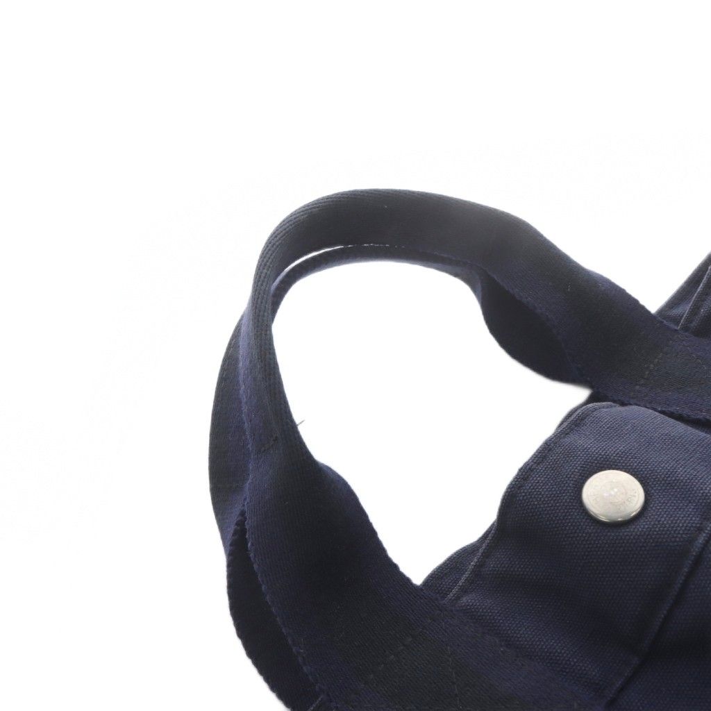 Hermes Fourre Tout Handbag Canvas Tote Navy Black — view 7