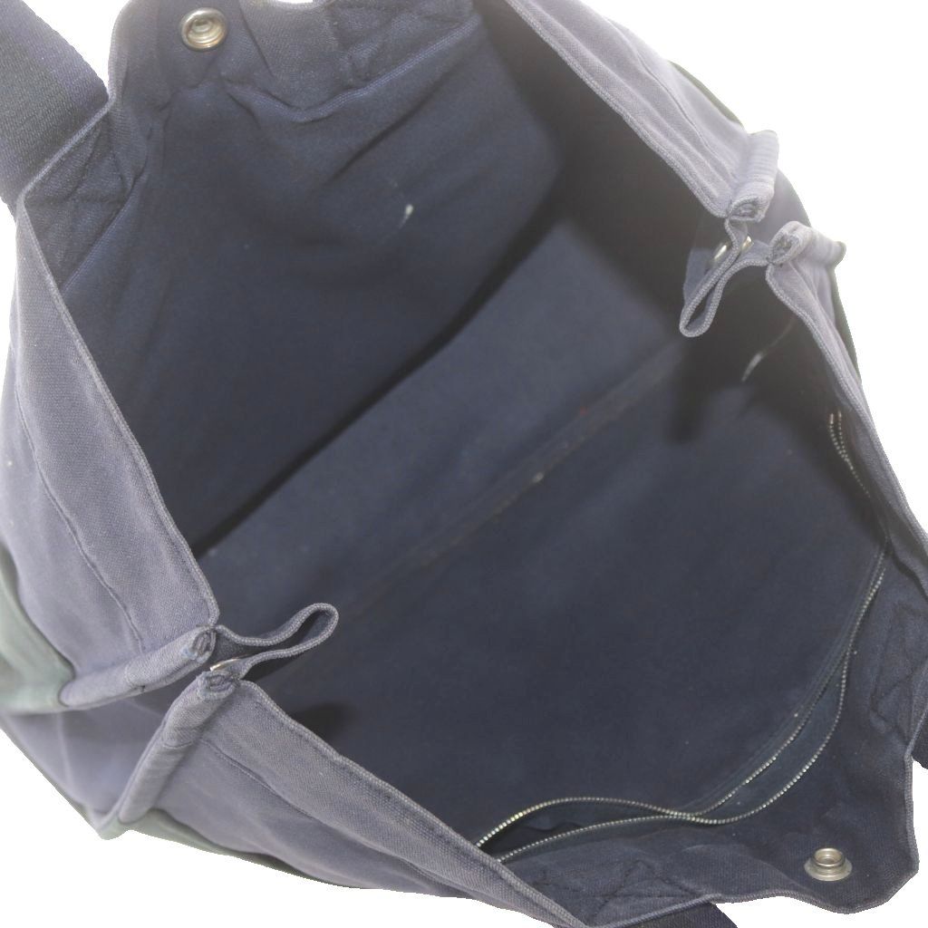 Hermes Fourre Tout Handbag Canvas Tote Navy Black — view 8