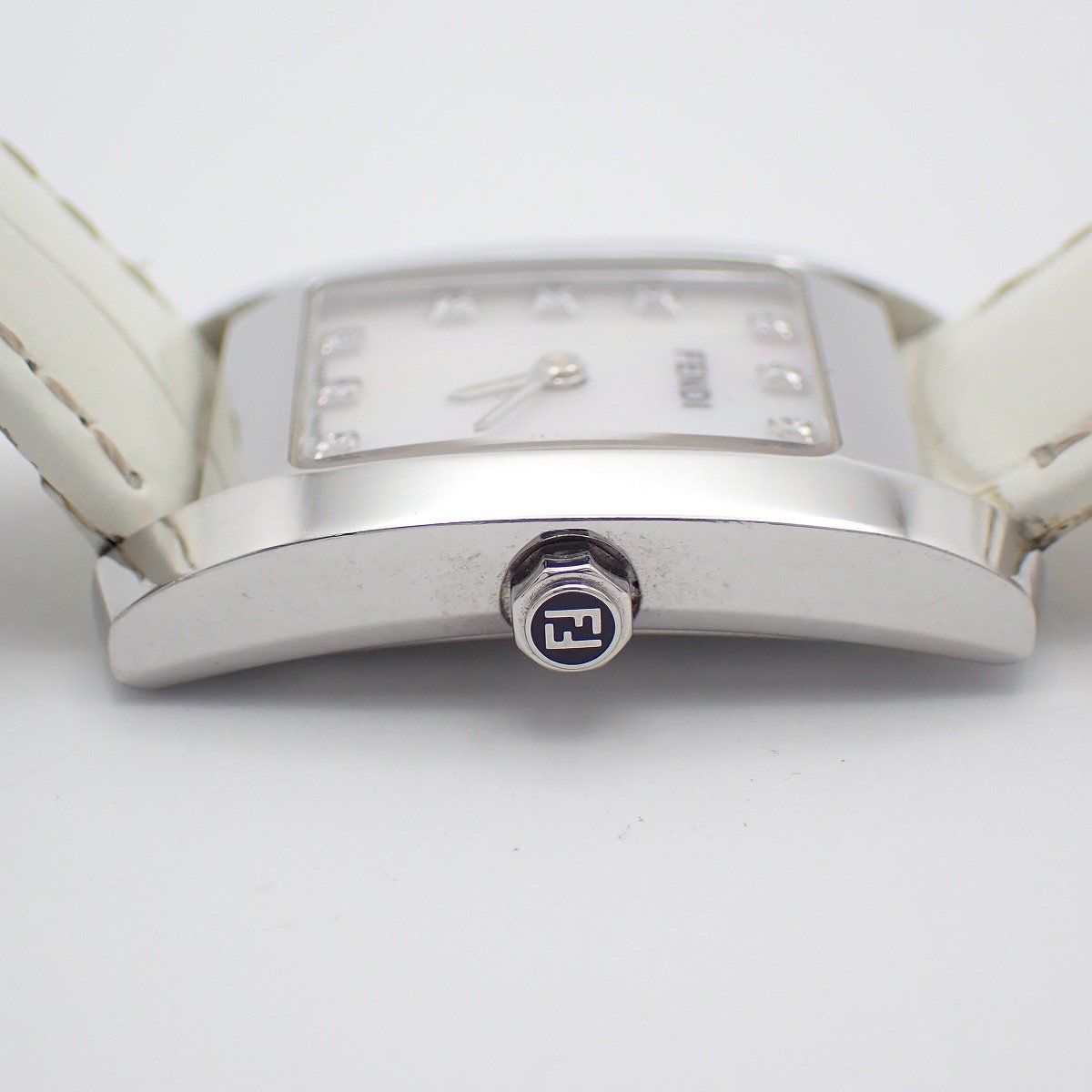 Fendi Classico Quartz Watch Diamond Shell Dial Leather Strap — view 6