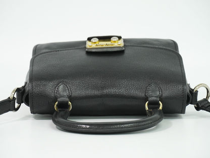 Miu Miu Madras 2-Way Shoulder Bag Pochette Leather Black — view 5