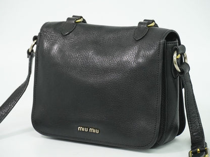 Miu Miu Madras 2-Way Shoulder Bag Pochette Leather Black — view 2