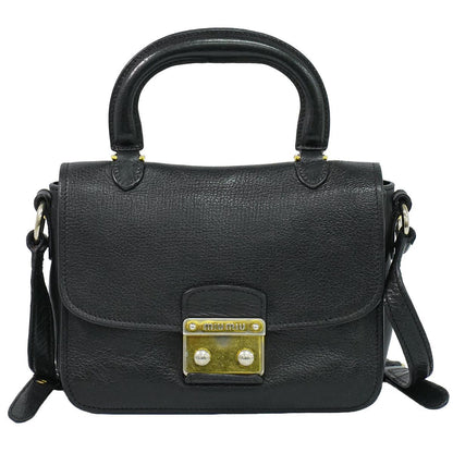 Miu Miu Madras 2-Way Shoulder Bag Pochette Leather Black
