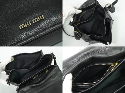 Miu Miu Madras 2-Way Shoulder Bag Pochette Leather Black — view 8