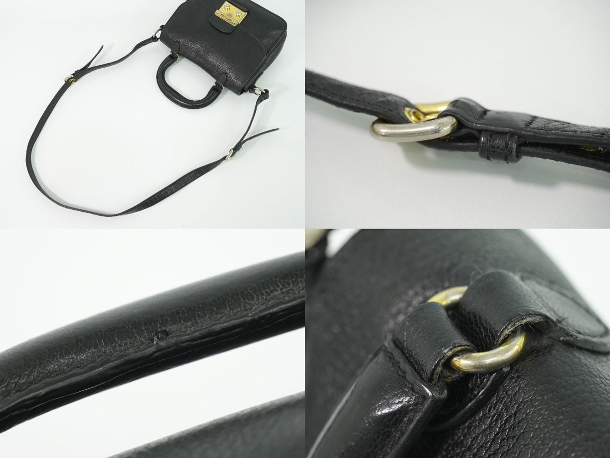 Miu Miu Madras 2-Way Shoulder Bag Pochette Leather Black — view 6