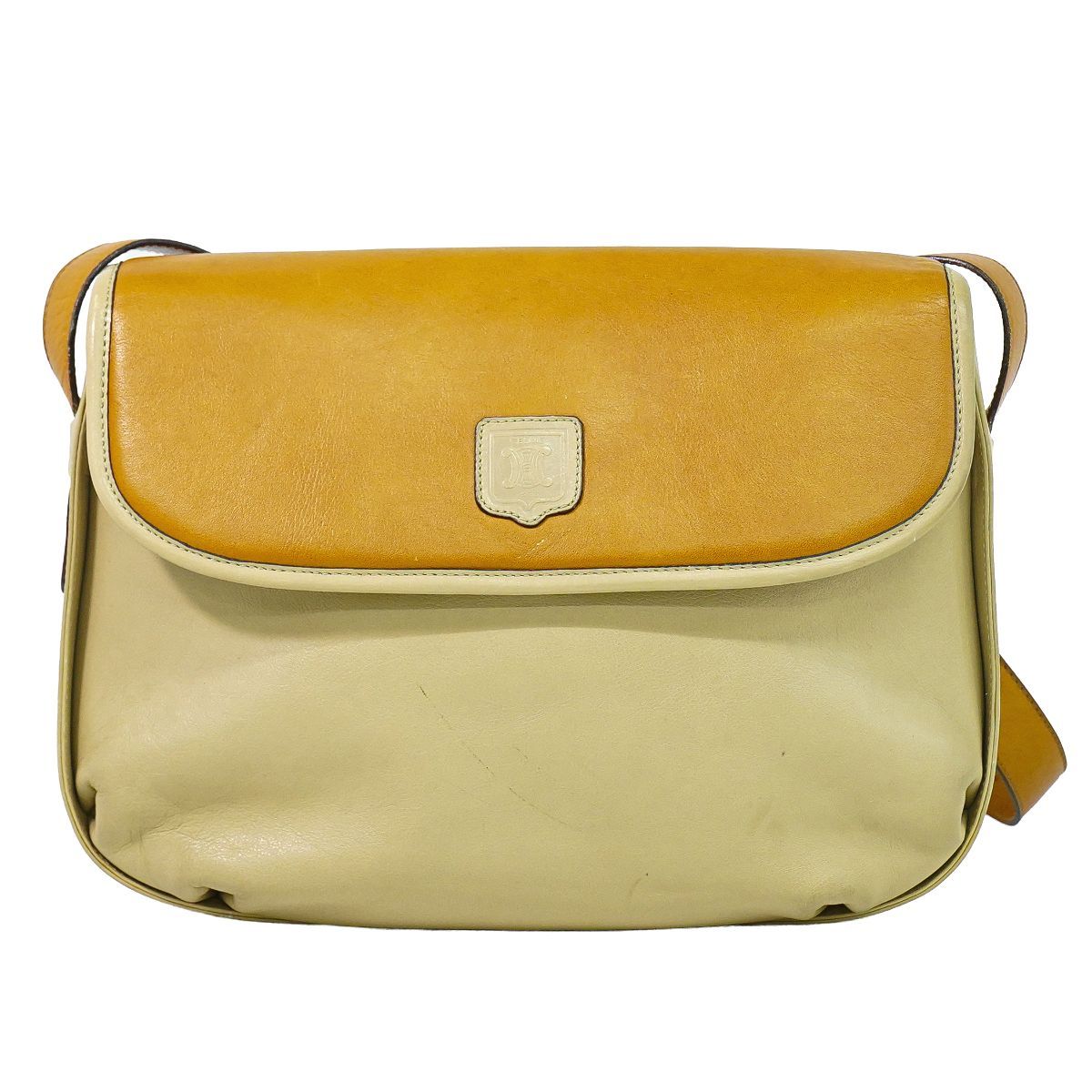 Celine Leather Shoulder Bag Pochette Beige