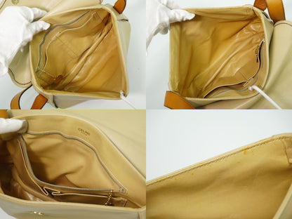Celine Leather Shoulder Bag Pochette Beige — view 8