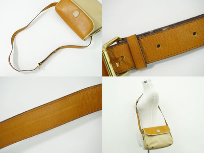 Celine Leather Shoulder Bag Pochette Beige — view 6