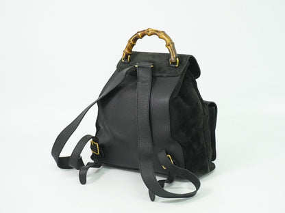 Gucci Bamboo Backpack Suede Leather Black — view 2