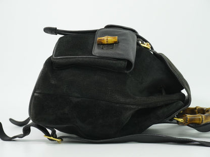 Gucci Bamboo Backpack Suede Leather Black — view 4