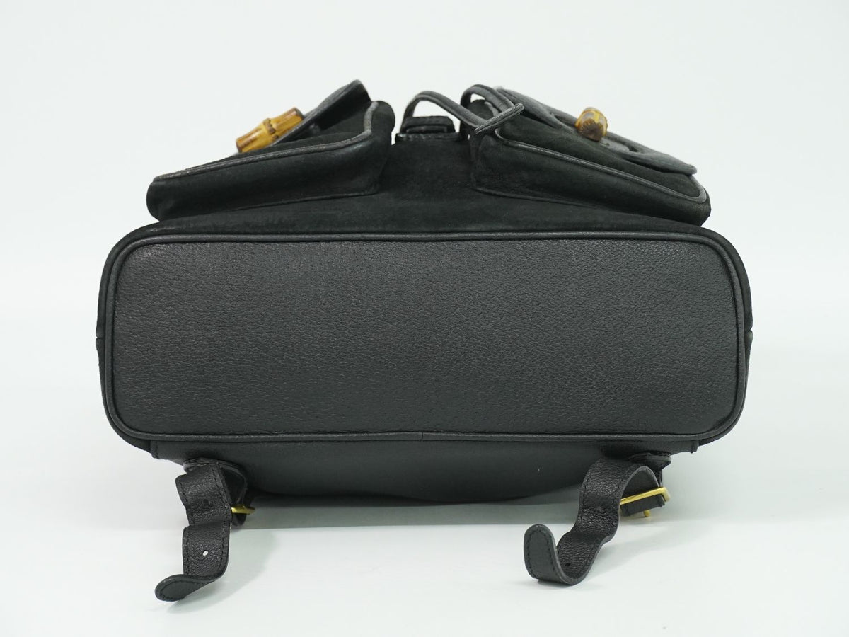 Gucci Bamboo Backpack Suede Leather Black — view 3