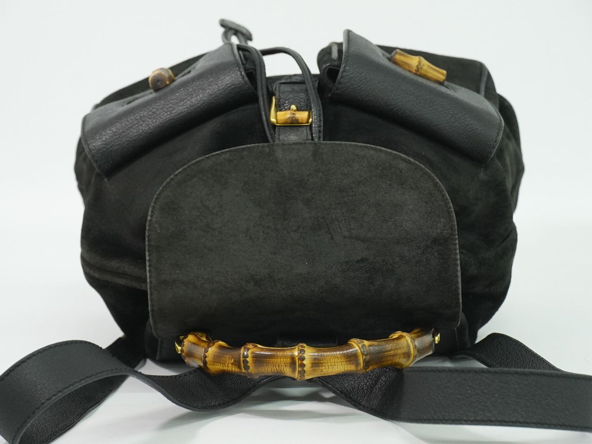 Gucci Bamboo Backpack Suede Leather Black — view 5
