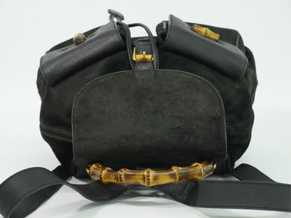 Gucci Bamboo Backpack Suede Leather Black — view 5