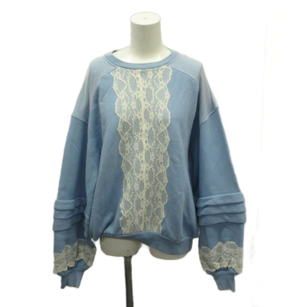 Gucci Cotton Lace Sweatshirt Top Design Oversize Blue White S