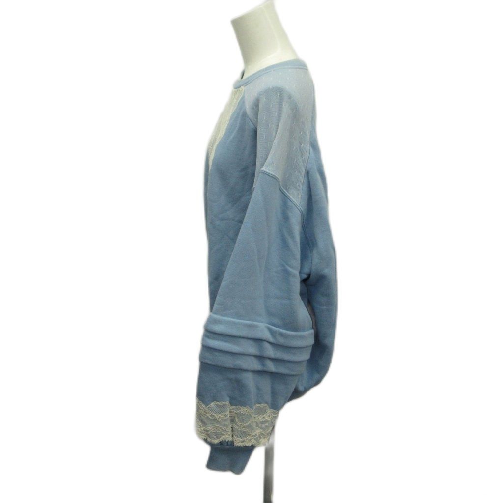 Gucci Cotton Lace Sweatshirt Top Design Oversize Blue White S — view 3