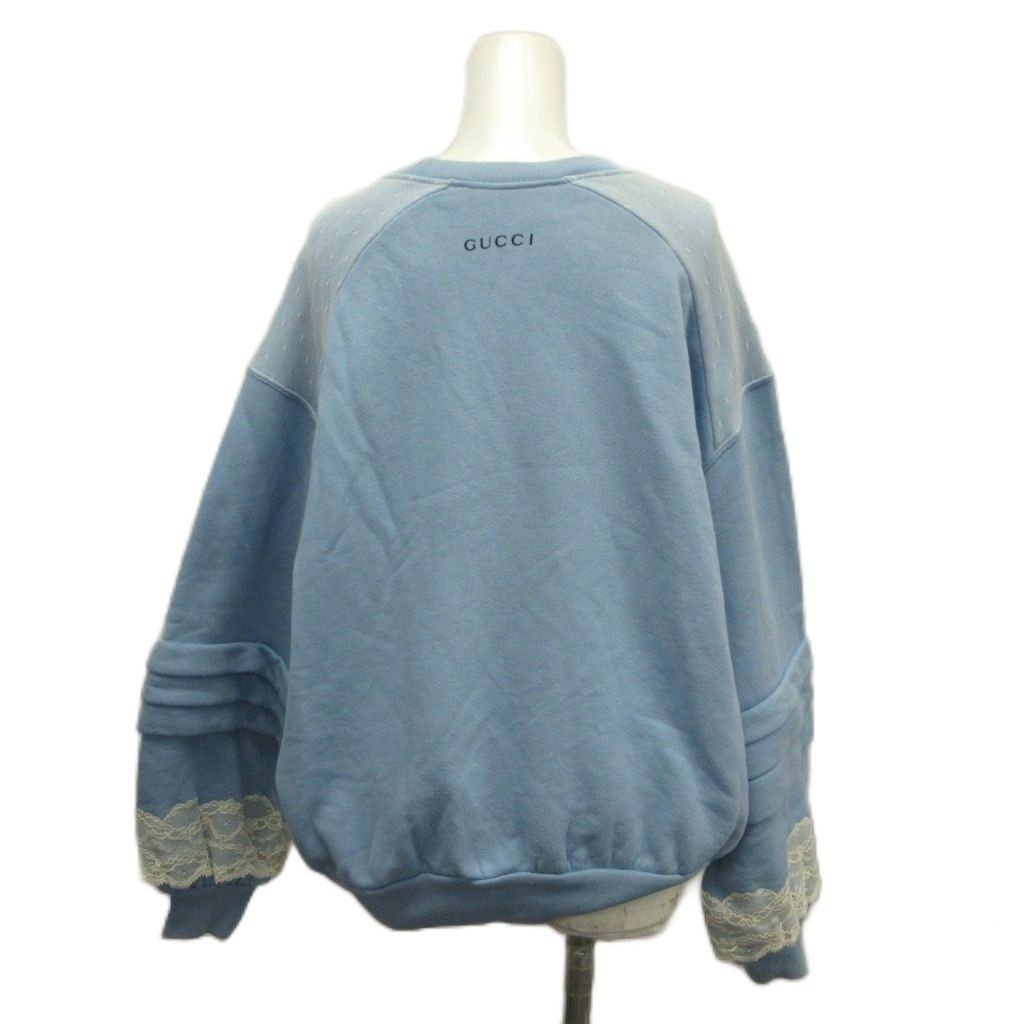 Gucci Cotton Lace Sweatshirt Top Design Oversize Blue White S — view 2