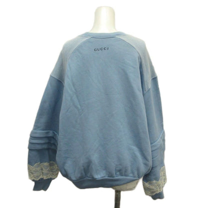 Gucci Cotton Lace Sweatshirt Top Design Oversize Blue White S — view 2