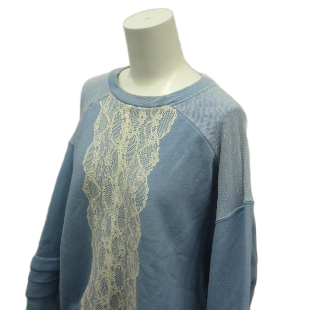 Gucci Cotton Lace Sweatshirt Top Design Oversize Blue White S — view 4