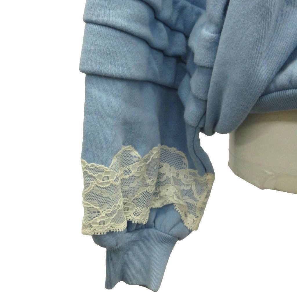 Gucci Cotton Lace Sweatshirt Top Design Oversize Blue White S — view 5