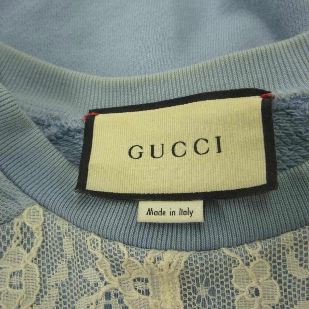 Gucci Cotton Lace Sweatshirt Top Design Oversize Blue White S — view 6