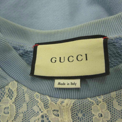 Gucci Cotton Lace Sweatshirt Top Design Oversize Blue White S — view 6