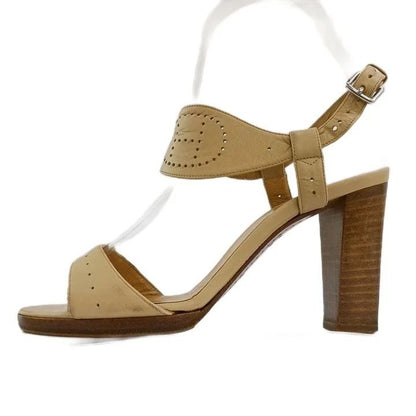 Hermes Evelyne Sandals Leather Open Toe High Heels Ankle Strap H Logo — view 4