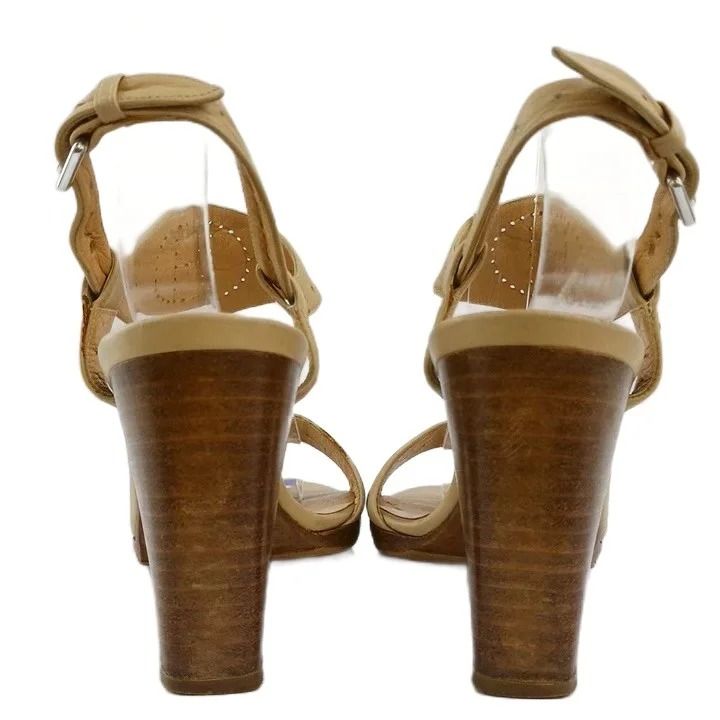 Hermes Evelyne Sandals Leather Open Toe High Heels Ankle Strap H Logo — view 5