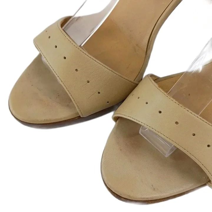 Hermes Evelyne Sandals Leather Open Toe High Heels Ankle Strap H Logo — view 2