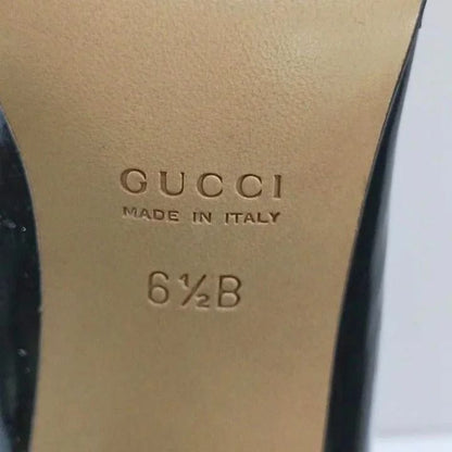 Gucci Long Boots Patent Square Toe High Heels Horsebit Silver Black 6.5 — view 8