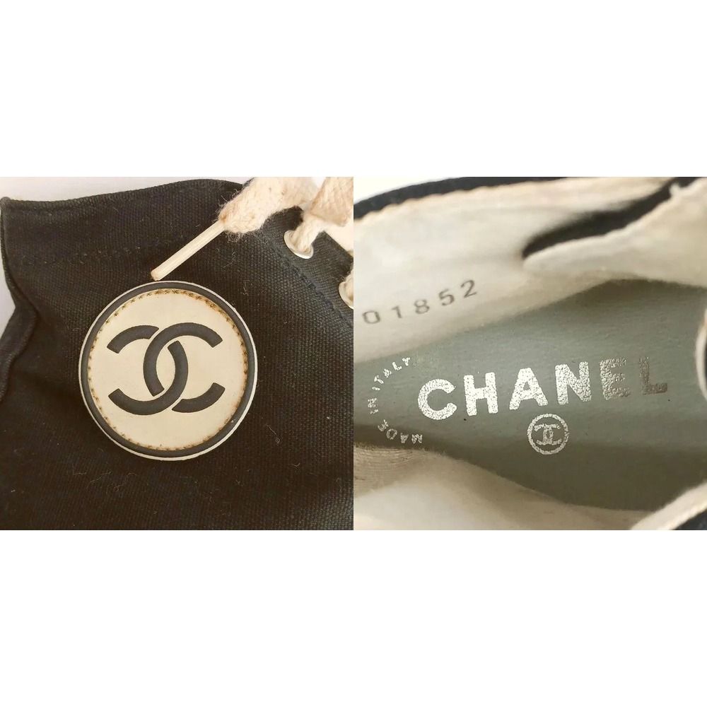 Chanel Vintage CC Logo Canvas High-Top Sneakers Black — view 7