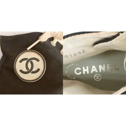 Chanel Vintage CC Logo Canvas High-Top Sneakers Black — view 7
