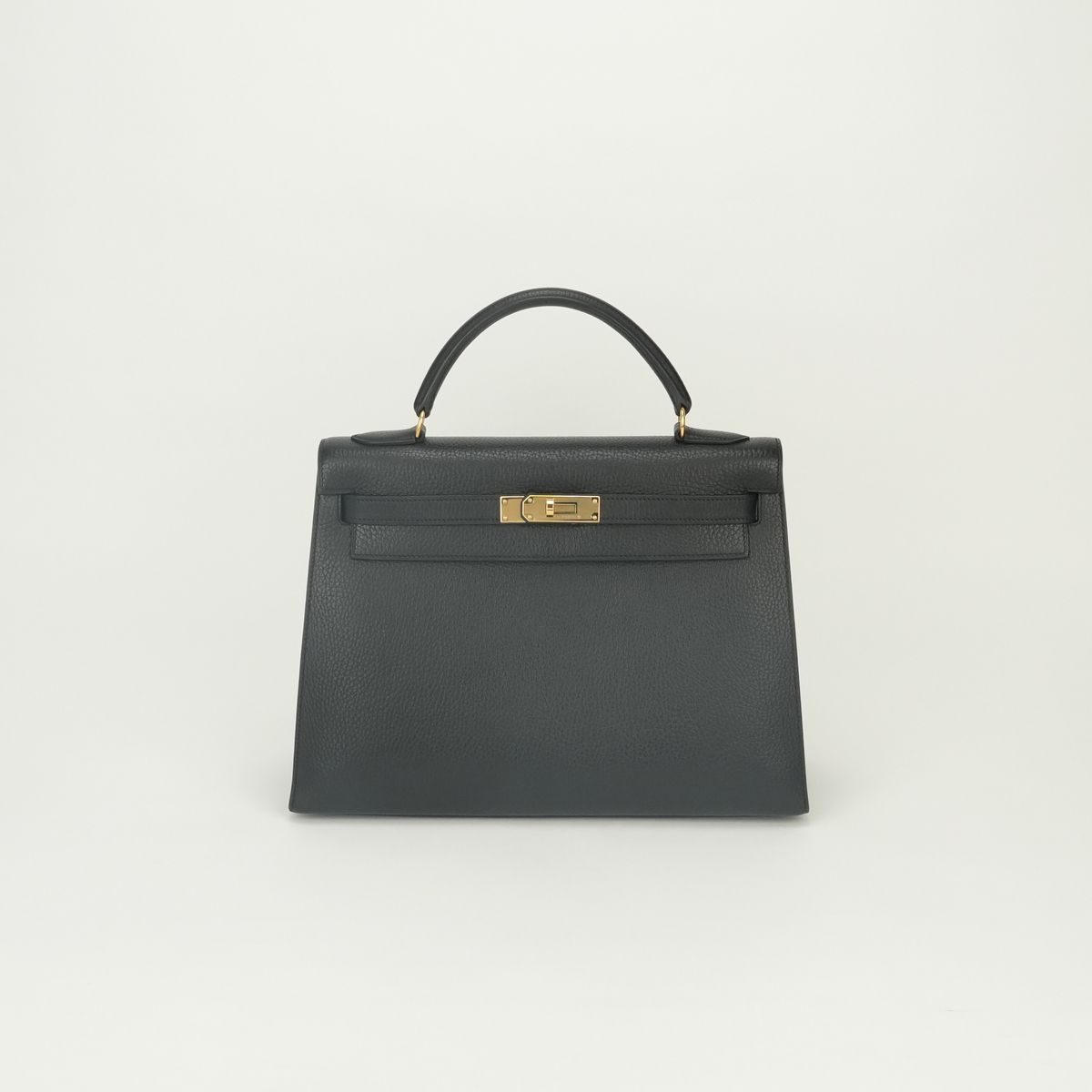 Hermes Kelly 32 Tote Bag Ardennes Noir Black Gold