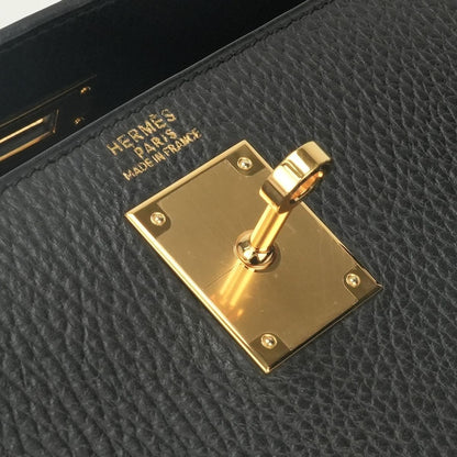 Hermes Kelly 32 Tote Bag Ardennes Noir Black Gold — view 8