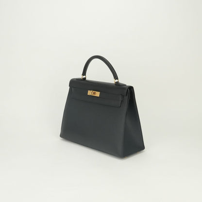 Hermes Kelly 32 Tote Bag Ardennes Noir Black Gold — view 2