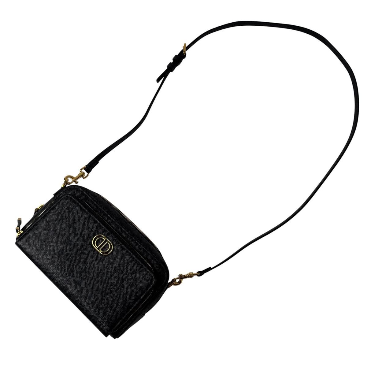 Dior Caro Double Pouch Black Shoulder Bag Leather CD — view 2
