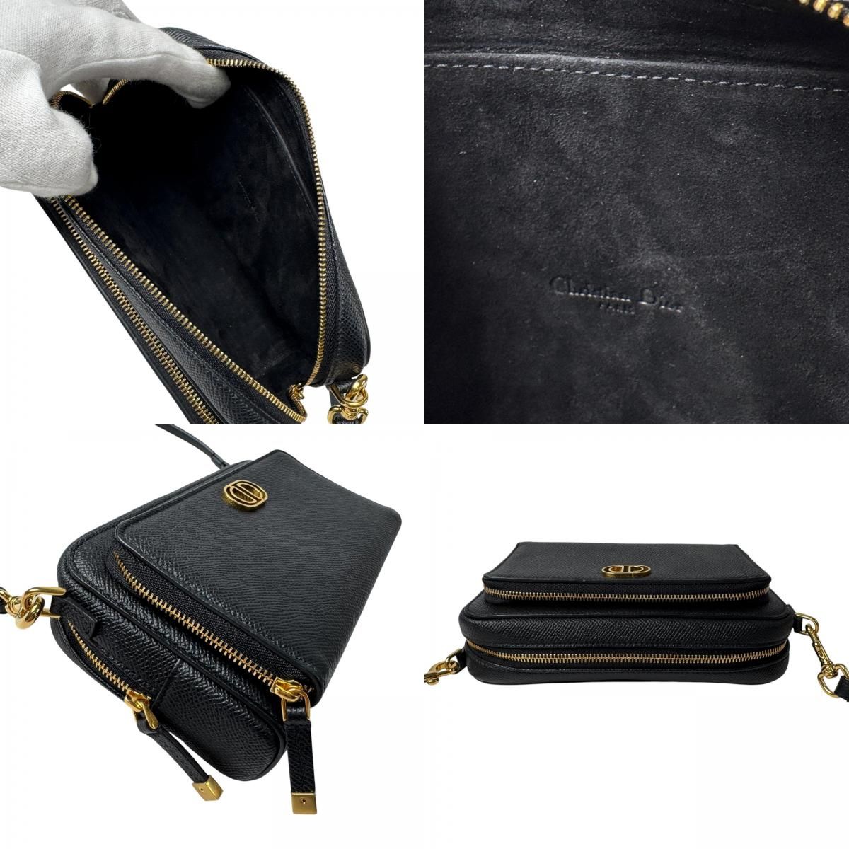 Dior Caro Double Pouch Black Shoulder Bag Leather CD — view 8