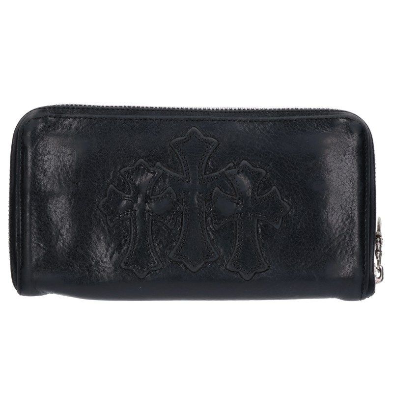 Chrome Hearts Rec Zip Round Zip Leather Wallet