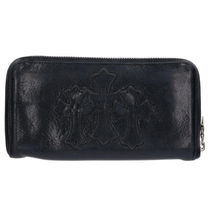 Chrome Hearts Rec Zip Round Zip Leather Wallet