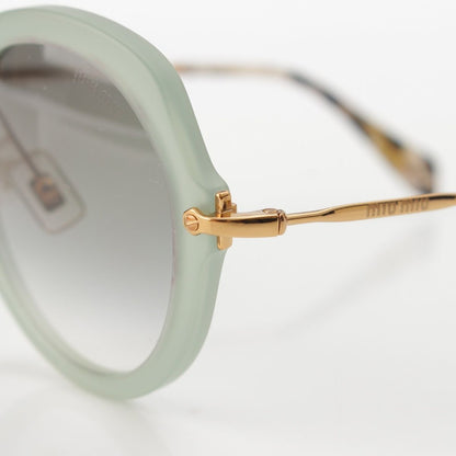 Miu Miu Metal Frame Color Lens Leopard Sunglasses Eyewear Gold Gray — view 5