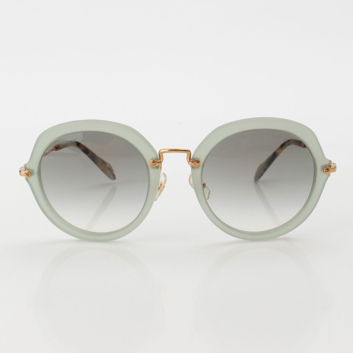 Miu Miu Metal Frame Color Lens Leopard Sunglasses Eyewear Gold Gray — view 2