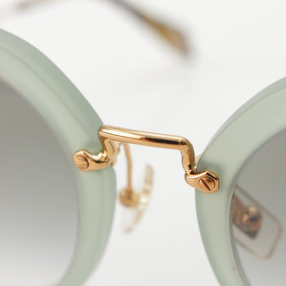Miu Miu Metal Frame Color Lens Leopard Sunglasses Eyewear Gold Gray — view 8