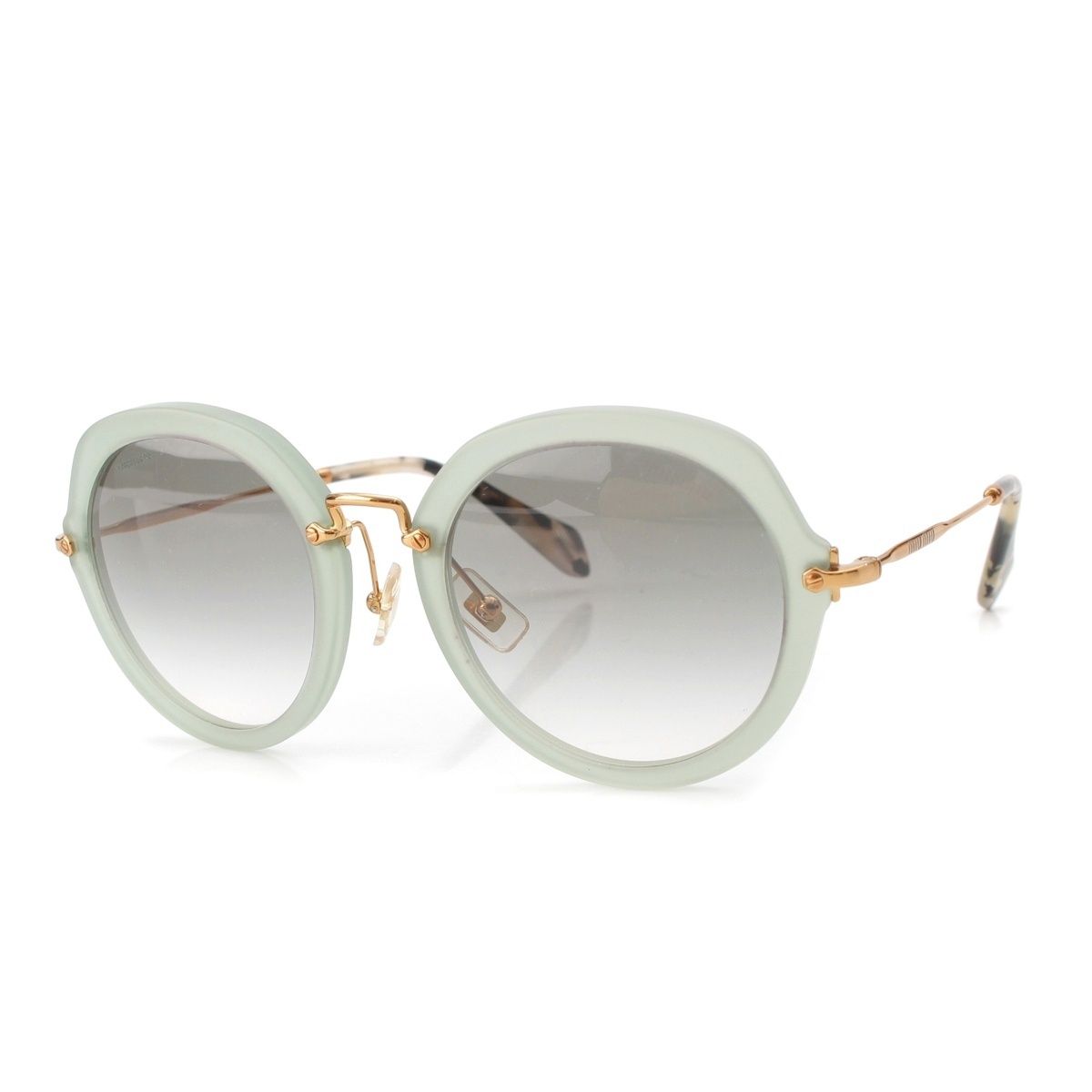 Miu Miu Metal Frame Color Lens Leopard Sunglasses Eyewear Gold Gray