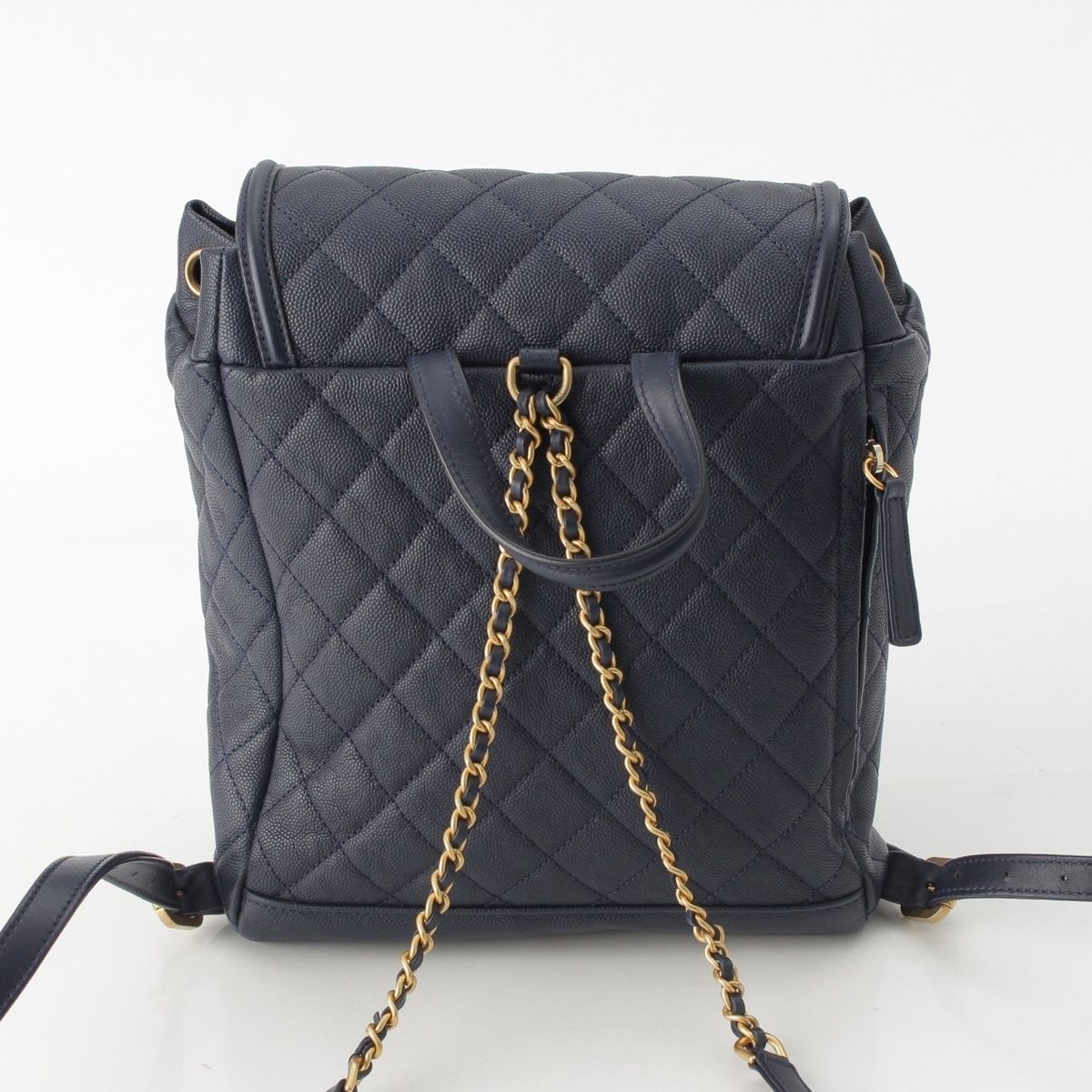 Chanel CC Filigree Quilted Caviar Leather Backpack Navy — view 4